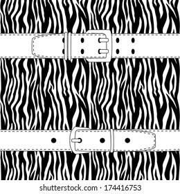 White belts on tiger background. Vector 