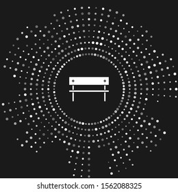 White Bench icon isolated on grey background. Abstract circle random dots. Vector Illustration