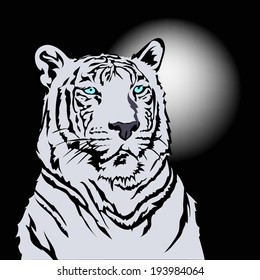 White Bengal tiger vector.