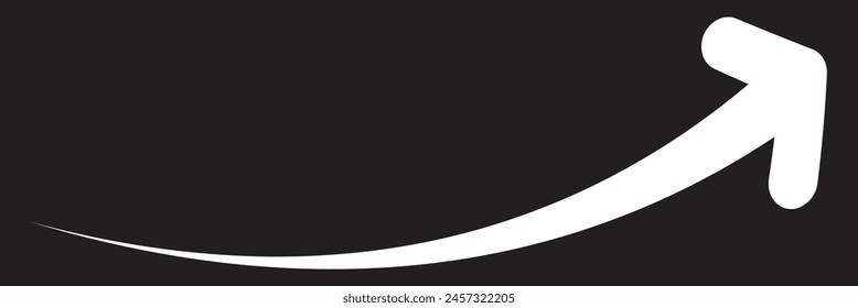 White bent arrow long pointing right. Curved or arch arrow  icon isolated. 11:11