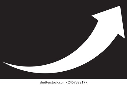 White bent arrow pointing right. Curved or arch arrow  icon isolated. 11:11