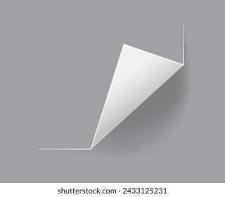 White Bent Paper Page Corner, Isolated 3d Vector Blank Note Design. Document, Book or Notepad Folded Edge with Shadow