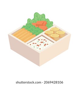 caja blanca de bento con almuerzo