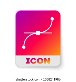 White Bezier curve icon isolated on white background. Pen tool icon. Rectangle color button. Vector Illustration