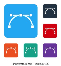 White Bezier curve icon isolated on white background. Pen tool icon. Set icons in color square buttons. Vector Illustration