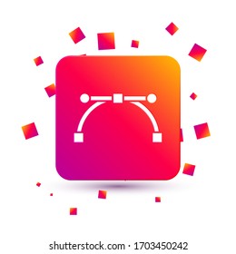 White Bezier curve icon isolated on white background. Pen tool icon. Square color button. Vector Illustration