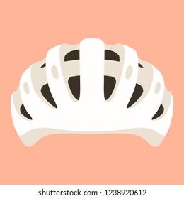 white bicycle helmet, vector illustration ,  flat style ,front view