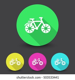 White Bicycle icon in different colors set