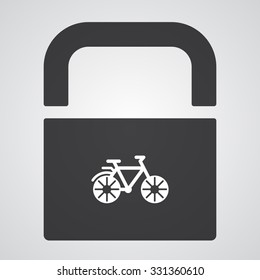 White Bicycle icon on black pad lock
