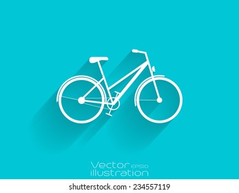 White bicycle icon on blue background
