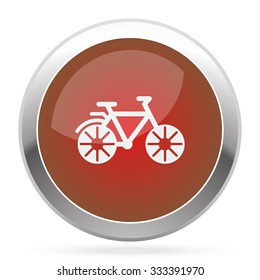 White Bicycle icon on red web app button