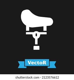 White Bicycle seat icon isolated on black background. Bicycle saddle.  Vector