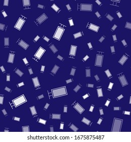 Blanco Gran espejo grande de largo para el dormitorio, tiendas, icono del escenario aislado sin fisuras en el fondo azul.  Ilustración vectorial