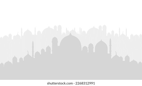 White big mosque silhouette isolated on white background.