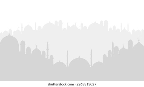 White big mosque silhouette isolated on white background.