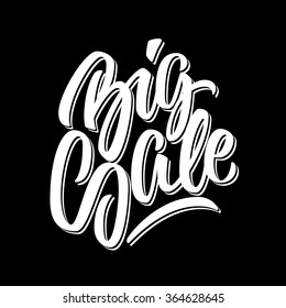 White Big Sale handmade lettering, graffiti style italic calligraphy with drop left shade for logo, design concepts, banners, labels, prints, posters, web, presentation, stickers. Vector illustration.