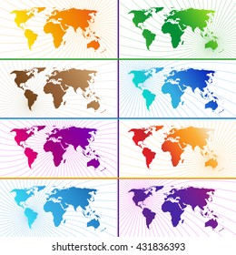 White big set of world map