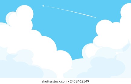 White big thundercloud and blue sky background illustration frame