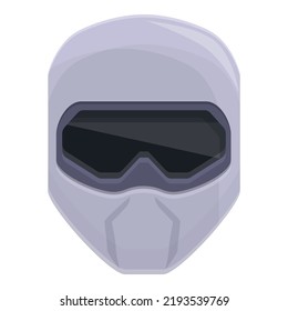 White Biker Helmet Icon Cartoon Vector. Moto Safety. Front Part