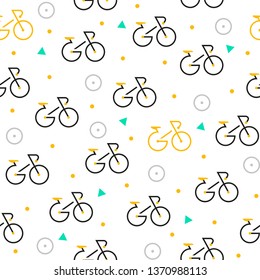White bikes pattern. Abstract sport background with bicycles