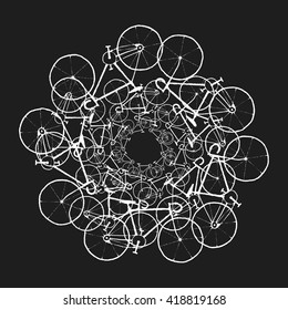 White bikes. Vector illustration with bicycles.