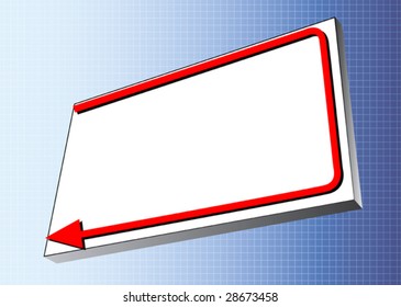 white billboard with a red arrow around on a blue gradient background