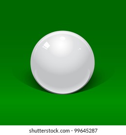 white billiard ball on a green background