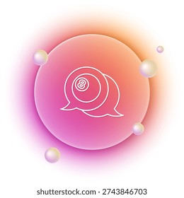 White Billiard pool snooker ball with number 8 icon isolated on white background. Orange and pink gradient circle background. Vector