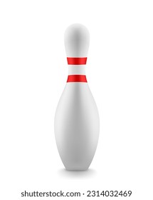 White billiard skittle isolated on white background. 3d vector clipart
