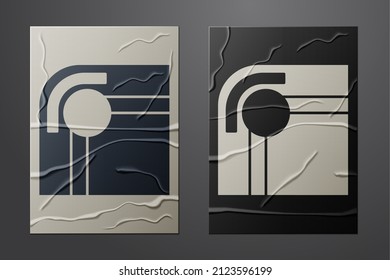 Weißes Billard-Tischsymbol einzeln auf zerbrochenem Papierhintergrund. Billardtisch. Kunststil aus Papier. Vektorgrafik