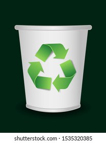 White bin with recycle sign