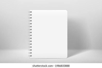 White binder in white interior. 3d style realistic vector mock up