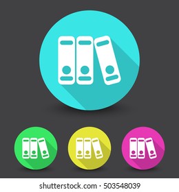 White Binders icon in different colors set
