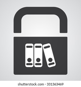 White Binders icon on black pad lock