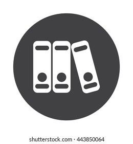 White Binders icon on black button isolated on white