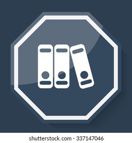White Binders icon on plum blue web app button