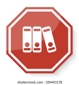 White Binders icon on red stop sign web app