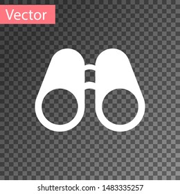 White Binoculars icon isolated on transparent background. Find software sign. Spy equipment symbol.  Vector Illustration