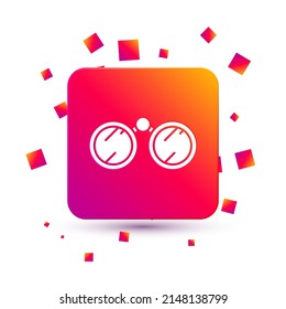 Icono de Binoculares blancos aislado en fondo blanco. Buscar signo de software. Símbolo de equipo espía. Botón de color cuadrado. Ilustración vectorial