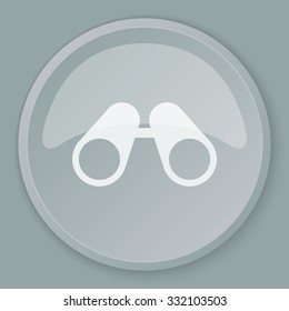 White Binoculars icon on grey web button