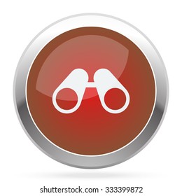 White Binoculars icon on red web app button