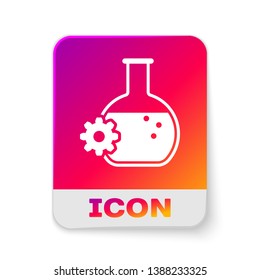 White Bioengineering icon isolated on white background. Element of genetics and bioengineering icon. Biology, molecule, chemical icon. Rectangle color button. Vector Illustration