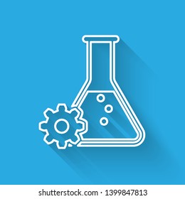 White Bioengineering line icon isolated with long shadow. Element of genetics and bioengineering icon. Biology, molecule, chemical icon. Vector Illustration