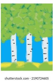 white birch, abstract vector illustration