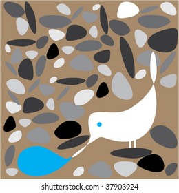 White bird behind reeds