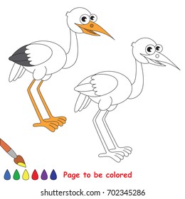 White Bird Egret to be colored, the coloring book for preschool kids with easy educational gaming level.