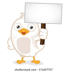 White Bird Holding Sign