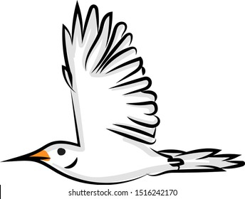 White bird, illustration, vector on white background.
