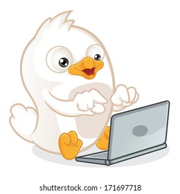 White Bird with Laptop