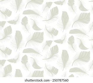 White bird light feather plumage seamless pattern background vector illustration